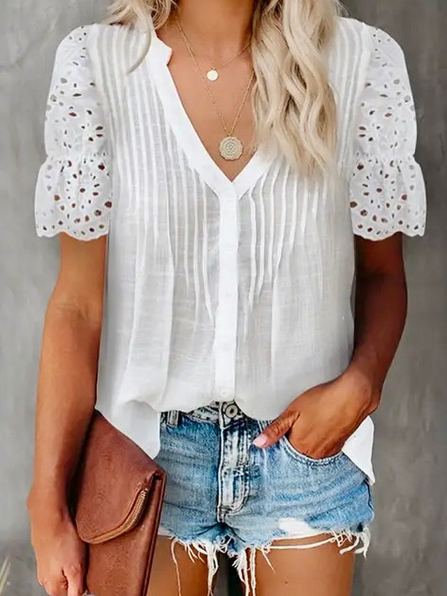 White Eyelet Lace Blouse