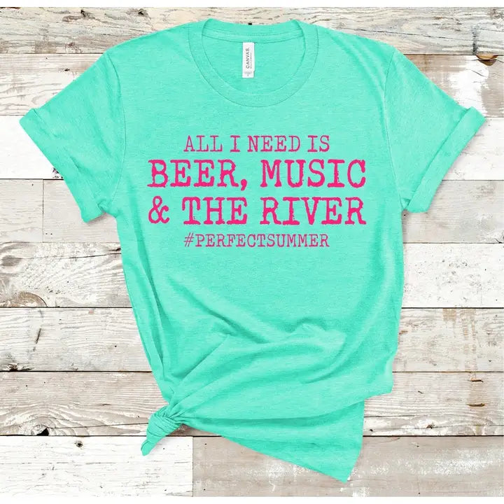 "Beer, Music, & the River" Tee