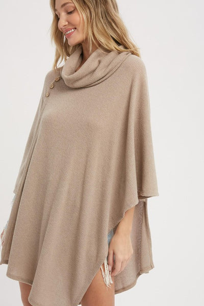 Asymmetrical Cowl Neck Poncho