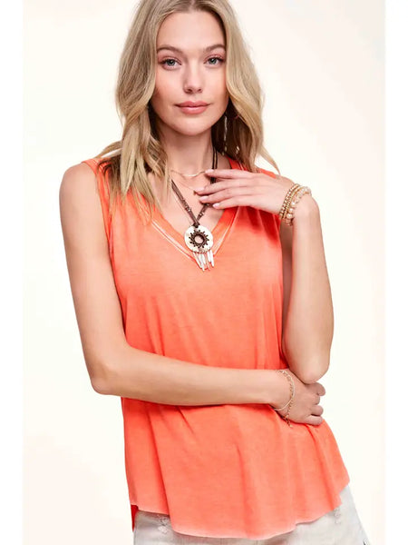 Orange Raw Edge Tank Top