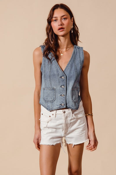 Vintage Washed Denim Vest