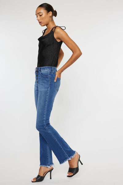 High-Rise Button-Fly Bootcut Jeans