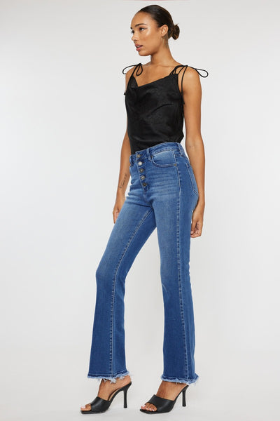 High-Rise Button-Fly Bootcut Jeans