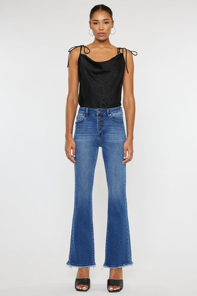 High-Rise Button-Fly Bootcut Jeans