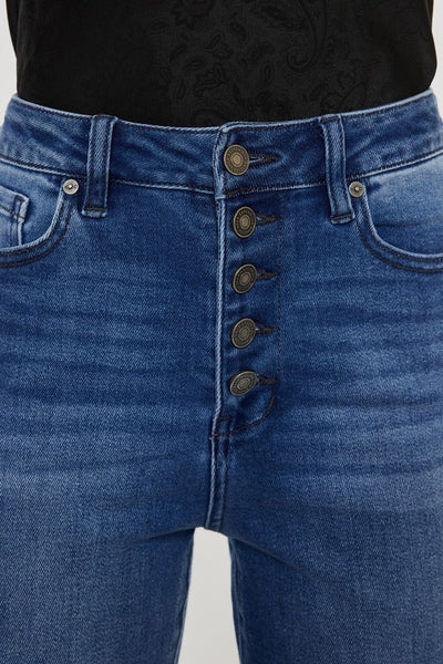 High-Rise Button-Fly Bootcut Jeans