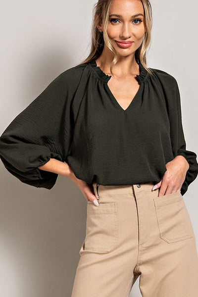 "The Brittany" 3/4 Puff Sleeve Top