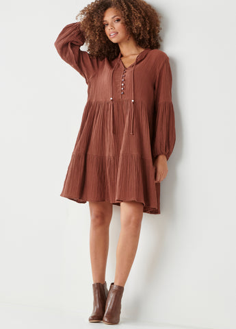 Rust Cotton Boho Dress