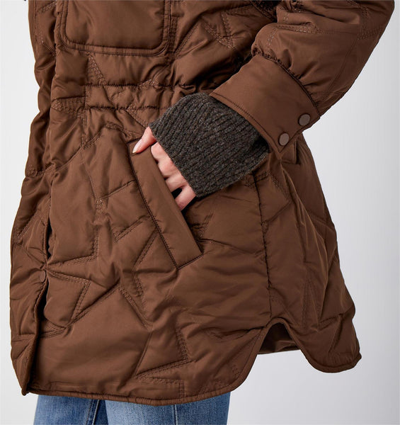 Brown Star Puffer Jacket