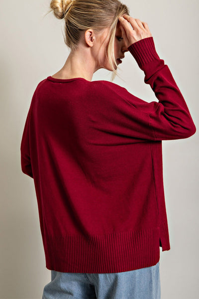 Maroon V-Neck Sweater