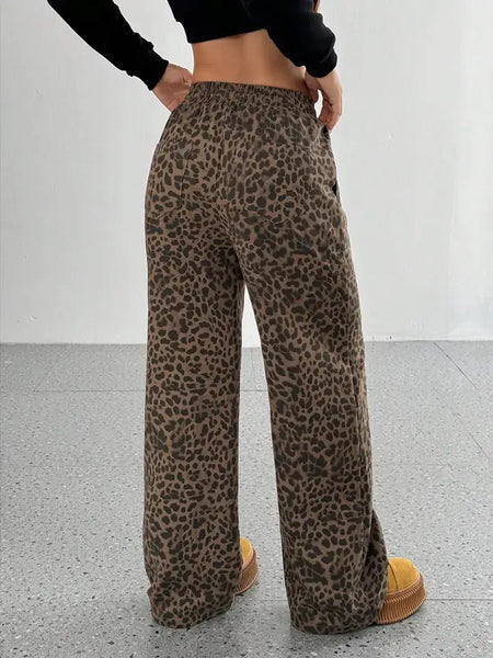 Leopard Print Wide Leg Pants