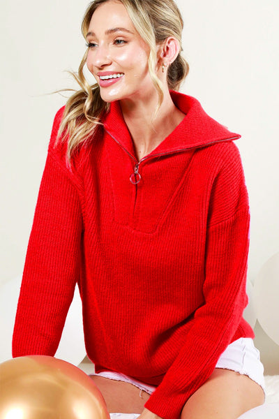 Red 1/2 Zip Sweater