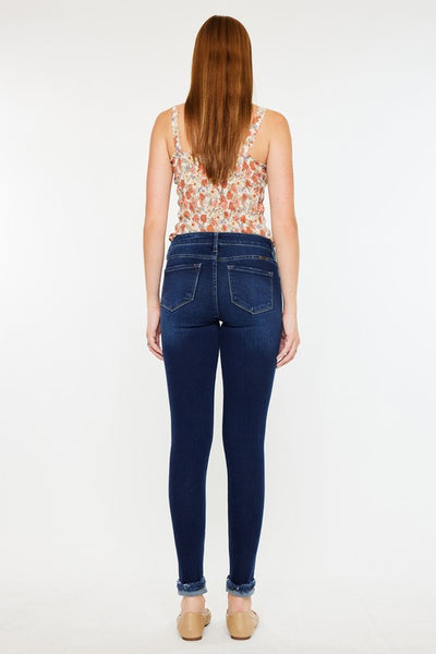 Mid-Rise Cuffed Ankle Skinny Jeans