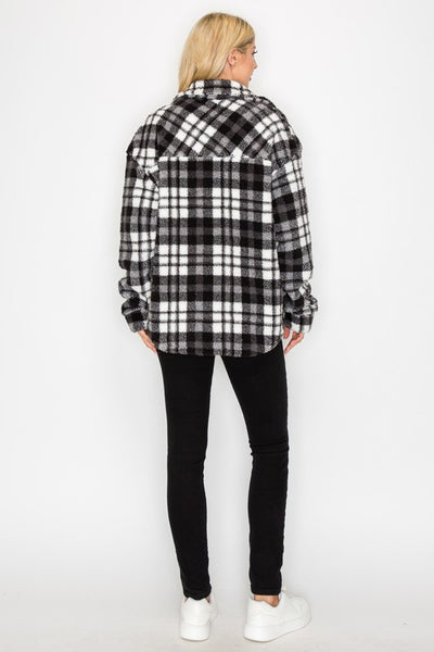 Fuzzy Black & White Plaid Shacket