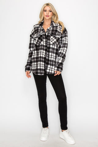 Fuzzy Black & White Plaid Shacket