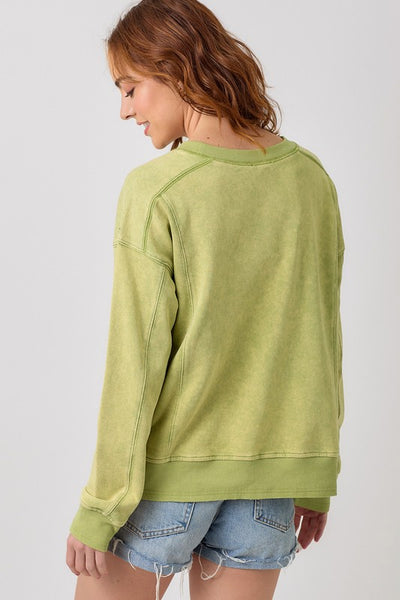 "Wicked Green"  Washed Terry Pullover