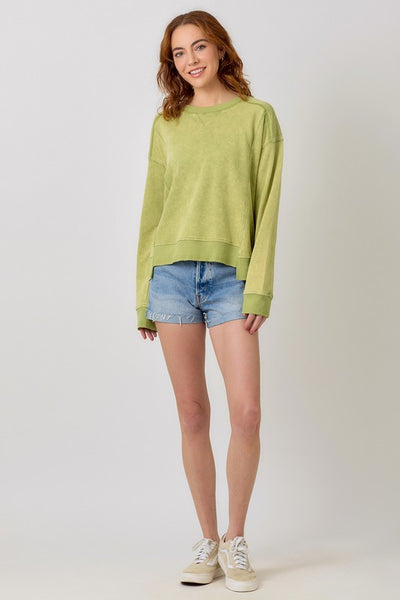 "Wicked Green"  Washed Terry Pullover