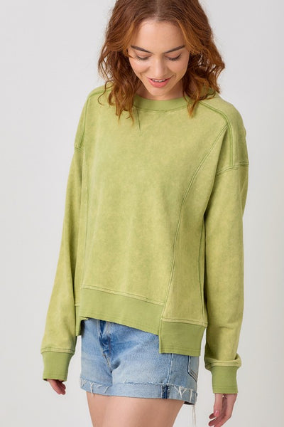 "Wicked Green"  Washed Terry Pullover