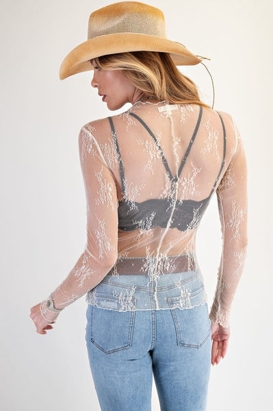 ivory All Over Sheer Lace Top