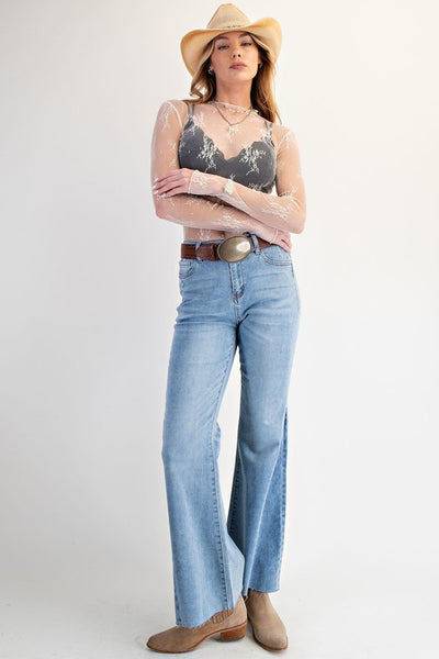 ivory All Over Sheer Lace Top