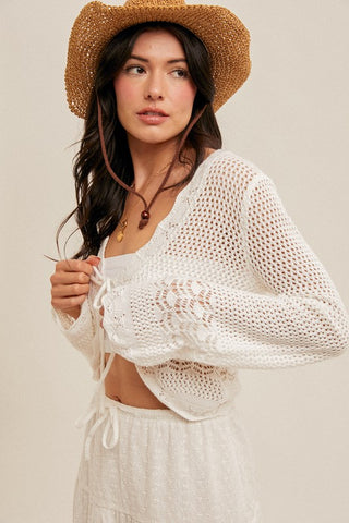 Tie Front Crochet Bolero