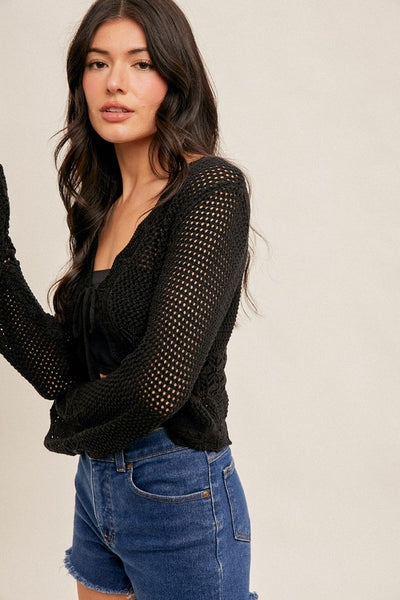 Tie Front Crochet Bolero
