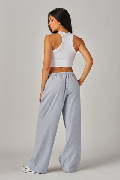 Striped Pajama Pants-Blue/Gray