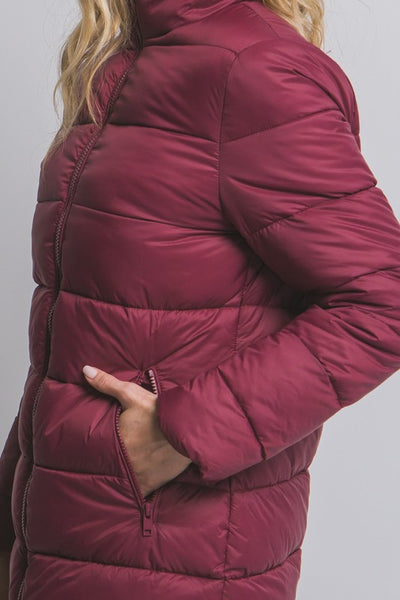 Lightweight Burgundy Puffer Jacket
