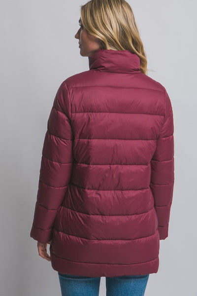 Lightweight Burgundy Puffer Jacket