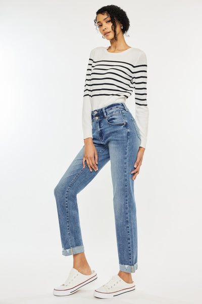 High-Rise Slim Straight Jeans
