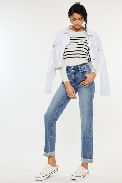 High-Rise Slim Straight Jeans