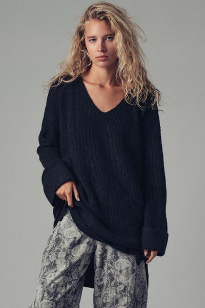Charcoal Boho Knit Sweater