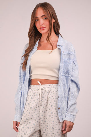 Sky Blue Mineral Washed Gauze Shirt