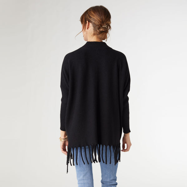 Luxe Flowy Mockneck Sweater-Black