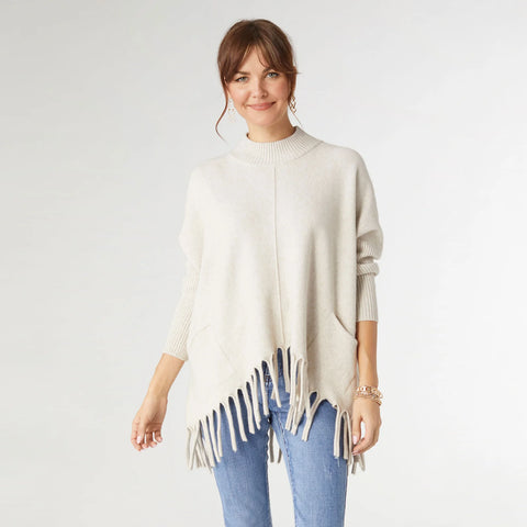 Luxe Flowy Mock Neck Fringe Sweater