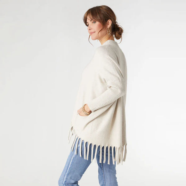 Luxe Flowy Mock Neck Fringe Sweater