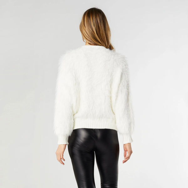 Winter White Cable Knit Faux Fur Sweater