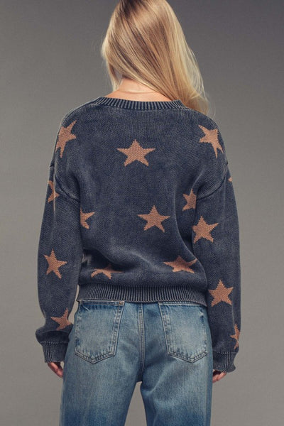 Mineral Wash Navy Star Sweater