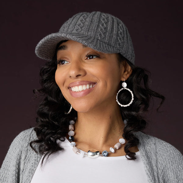 Sweater Knit Baseball Hat-Gray