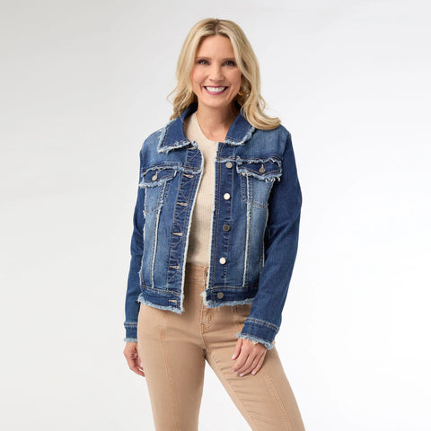 Soft Denim Jacket w/Fringe