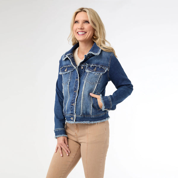 Soft Denim Jacket w/Fringe