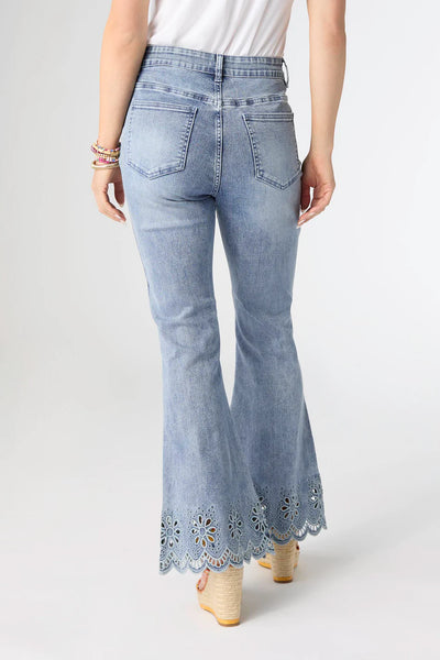 Scalloped Flower Flare Jeans