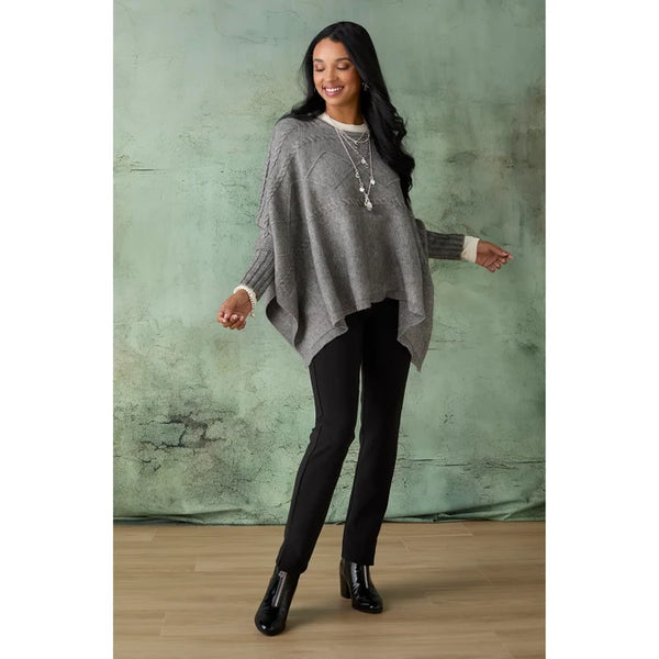 Heather Gray Cable Knit Poncho