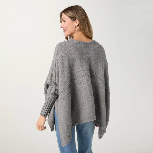 Heather Gray Cable Knit Poncho