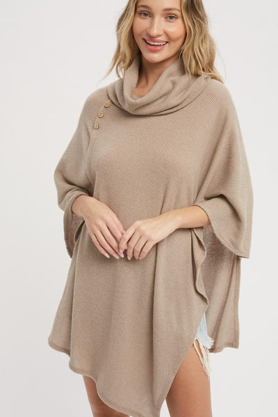 Asymmetrical Cowl Neck Poncho