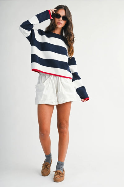 Coastal Striped Crewneck Sweater