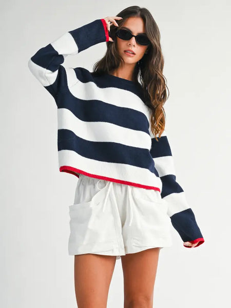 Coastal Striped Crewneck Sweater