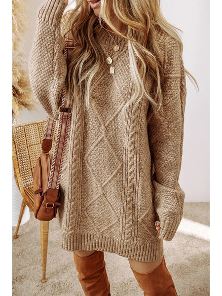 Oatmeal Knit Sweater Dress