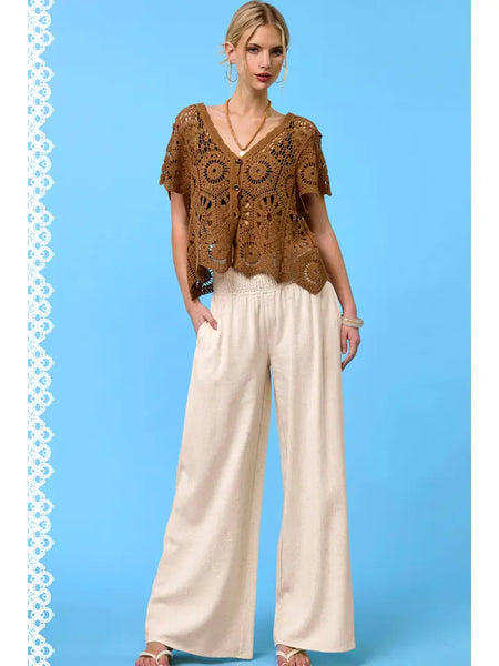 Floral Crochet Open-Knit Cardigan Top