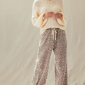 Wide Leg Leopard Print Pants