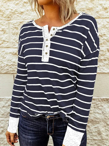 Striped Colorblocked Waffle Knit Shirt